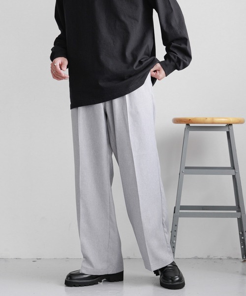 セール】STRAIGHT-PRESS twill easy wide slacks/センタープレス
