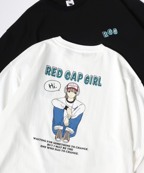 Red Cap Girl(レッドキャプガール)の「Red Cap Girl/レッドキャップガール オーバーサイズ バックプリント ロゴ ワンポイント刺繍 ロングスリーブTシャツ/ロンT/レディース メンズ(Tシャツ/カットソー・レディース・アッシュグレー/ブラック系その他/ブラック/グレー系その他/ホワイト/ホワイト系その他・M/L)」の2枚目の写真