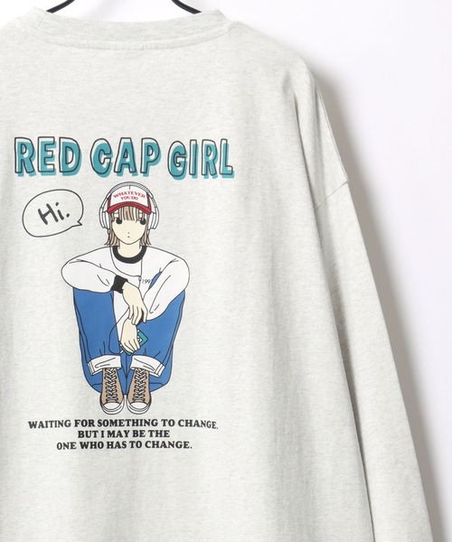 Red Cap Girl(レッドキャプガール)の「Red Cap Girl/レッドキャップガール オーバーサイズ バックプリント ロゴ ワンポイント刺繍 ロングスリーブTシャツ/ロンT/レディース メンズ(Tシャツ/カットソー・レディース・アッシュグレー/ブラック系その他/ブラック/グレー系その他/ホワイト/ホワイト系その他・M/L)」の12枚目の写真