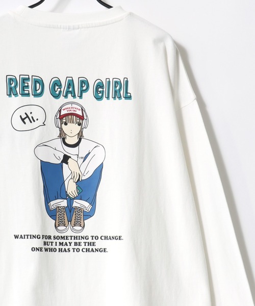 Red Cap Girl(レッドキャプガール)の「Red Cap Girl/レッドキャップガール オーバーサイズ バックプリント ロゴ ワンポイント刺繍 ロングスリーブTシャツ/ロンT/レディース メンズ(Tシャツ/カットソー・レディース・アッシュグレー/ブラック系その他/ブラック/グレー系その他/ホワイト/ホワイト系その他・M/L)」の8枚目の写真