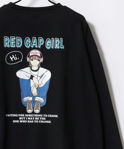 Red Cap Girl(レッドキャプガール)の「Red Cap Girl/レッドキャップガール オーバーサイズ バックプリント ロゴ ワンポイント刺繍 ロングスリーブTシャツ/ロンT/レディース メンズ(Tシャツ/カットソー・レディース・アッシュグレー/ブラック系その他/ブラック/グレー系その他/ホワイト/ホワイト系その他・M/L)」の10枚目の写真