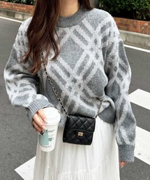 GeeRA | モヘヤライクチェックジャガードニット(ニット/セーター)