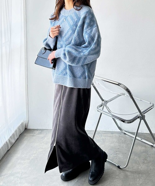 GeeRA（ジーラ）の「モヘヤライクチェックジャガードニット（ニット/セーター・レディース・グレー/ブルー/ベージュ・MEDIUM/LARGE/X-LARGE）」の15枚目の写真