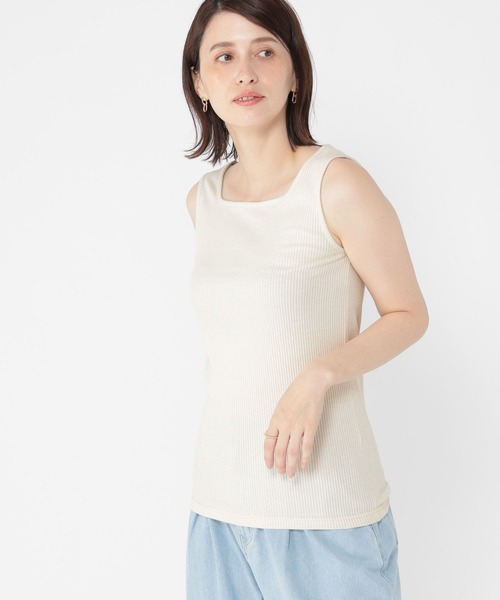 studio CLIP（スタディオクリップ）の「ミニラメ気が利くタンクトップ（タンクトップ・レディース・モカ/チャコール/カーキ/オフホワイト・ﾌﾘｰ(L)/MEDIUM/LARGE）」の6枚目の写真