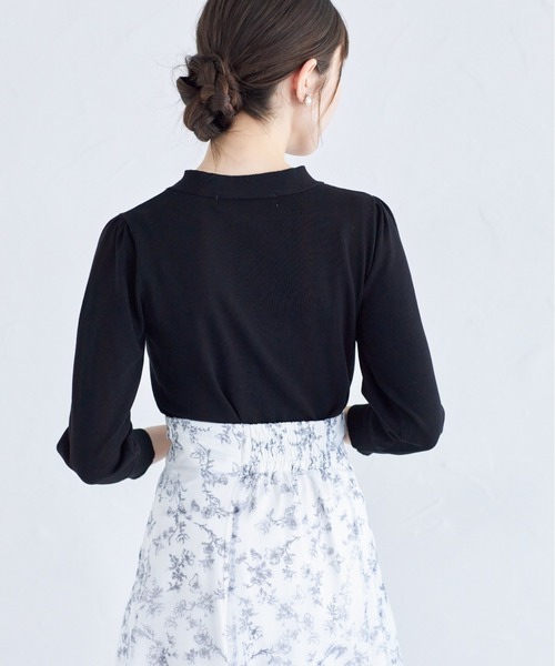 tocco closet(トッコ クローゼット)の「袖口飾り釦付きボウタイニットプルオーバー(ニット/セーター・レディース・ブラック/オフホワイト/ピンク・M)」の11枚目の写真