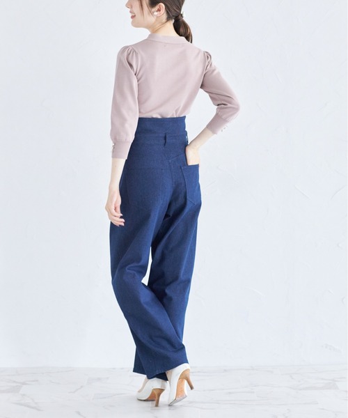 tocco closet(トッコ クローゼット)の「袖口飾り釦付きボウタイニットプルオーバー(ニット/セーター・レディース・ブラック/オフホワイト/ピンク・M)」の16枚目の写真