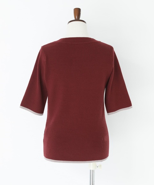 n'OrLABEL（ノアールレーベル）の「『配色ライン5分袖リブニット』（ニット/セーター・レディース・杢グレー/ブラック/ボルドー・L～LL/S～Ｍ/3L）」の13枚目の写真