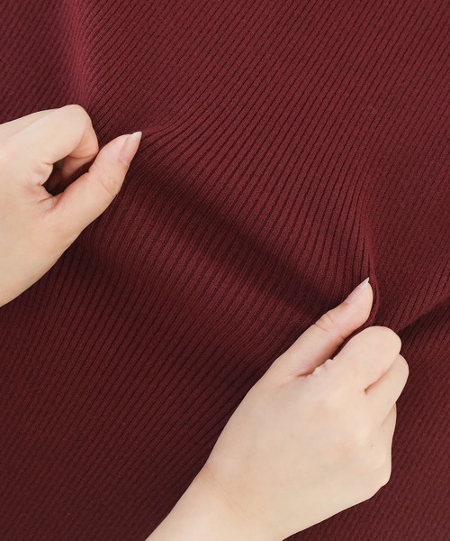 n'OrLABEL（ノアールレーベル）の「『配色ライン5分袖リブニット』（ニット/セーター・レディース・杢グレー/ブラック/ボルドー・L～LL/S～Ｍ/3L）」の5枚目の写真