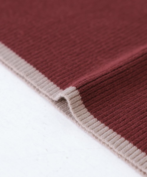 n'OrLABEL（ノアールレーベル）の「『配色ライン5分袖リブニット』（ニット/セーター・レディース・杢グレー/ブラック/ボルドー・L～LL/S～Ｍ/3L）」の6枚目の写真