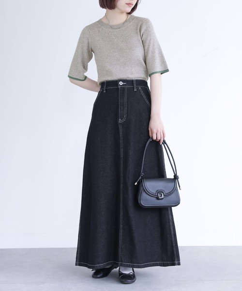 n'OrLABEL（ノアールレーベル）の「『配色ライン5分袖リブニット』（ニット/セーター・レディース・杢グレー/ブラック/ボルドー・L～LL/S～Ｍ/3L）」の14枚目の写真