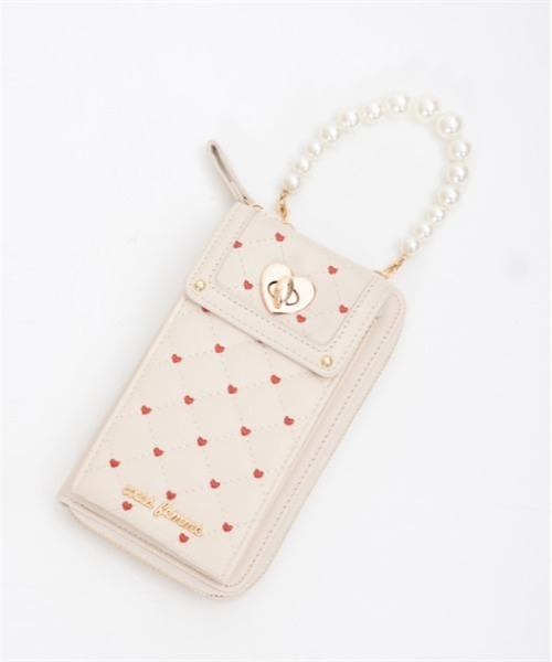 ハート刺繍スマホポシェット（ショルダーバッグ）｜axes femme