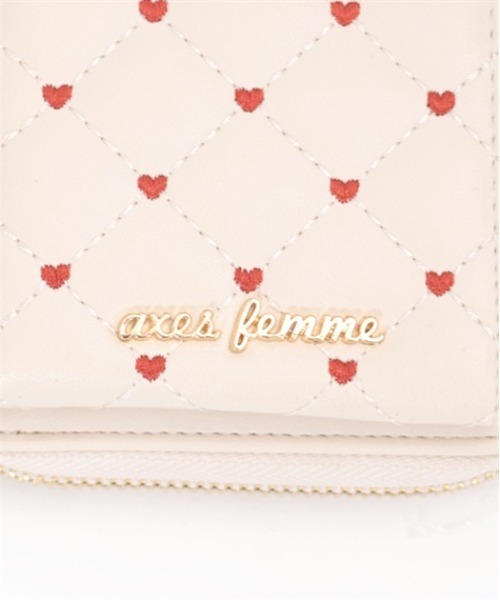 axes femme(アクシーズファム)の「ハート刺繍スマホポシェット(ショルダーバッグ・レディース・ブラック/キナリ・FREE)」の5枚目の写真