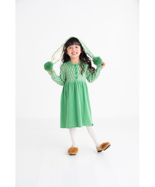 nino（ニノ）の「【綿100％】ＫＮＩＴＣａｔジャガードマフラー（マフラー・キッズ・エメラルド/ブラック・M）」の7枚目の写真