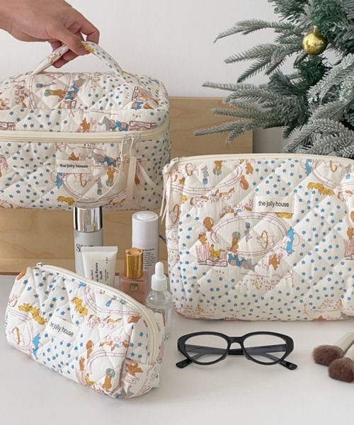 新品 INQUI EDITIONS PEPO ポーチ Double Pouch Pochi Pouch/【3サイズ展開】花柄 キルティング マルチ ポーチ
