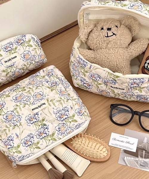 セール】Pochi Pouch/【3サイズ展開】花柄 キルティング マルチ
