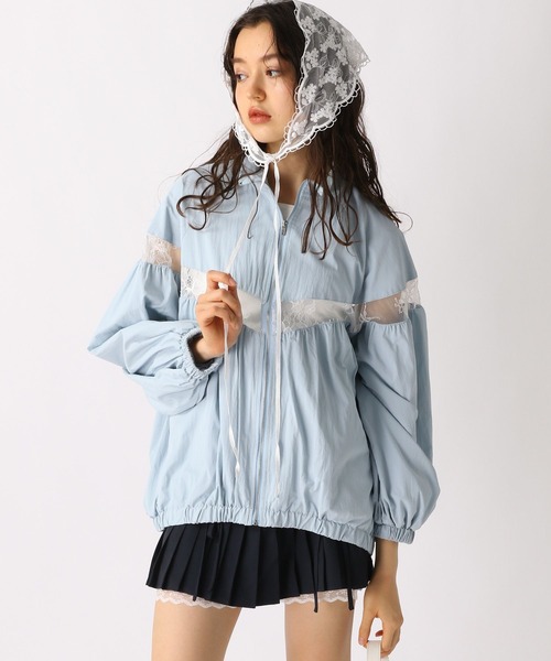 FOREVER 21(フォーエバー トゥエンティーワン)の「【2025SS】レースライントラックBIGブルゾン(ブルゾン・レディース・ネイビー/グレー/アイボリー/ライトグレー/オフホワイト/ライトブルー・FREE)」の1枚目の写真