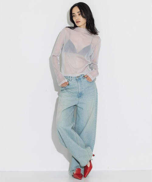 STUDIOUS（ステュディオス）の「【STUDIOUS/ステュディオス】《モードに-5㎏見え》リブパネルシアートップス/ストレッチ/ノンストレス（Tシャツ/カットソー・レディース・ブラック系その他/ブラック/ネイビー/ライトグレー・FREE）」の11枚目の写真