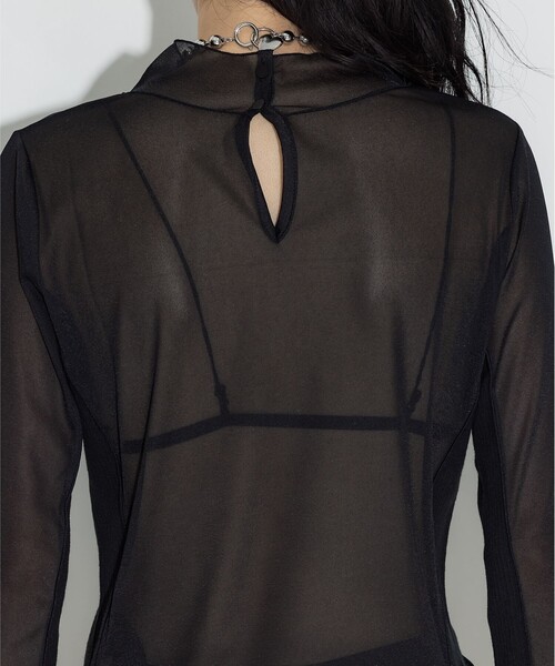 STUDIOUS（ステュディオス）の「【STUDIOUS/ステュディオス】《モードに-5㎏見え》リブパネルシアートップス/ストレッチ/ノンストレス（Tシャツ/カットソー・レディース・ブラック系その他/ブラック/ネイビー/ライトグレー・FREE）」の22枚目の写真