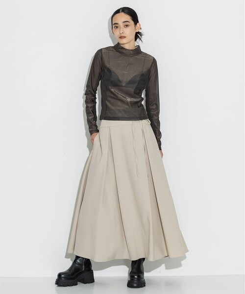 STUDIOUS（ステュディオス）の「【STUDIOUS/ステュディオス】《モードに-5㎏見え》リブパネルシアートップス/ストレッチ/ノンストレス（Tシャツ/カットソー・レディース・ブラック系その他/ブラック/ネイビー/ライトグレー・FREE）」の21枚目の写真