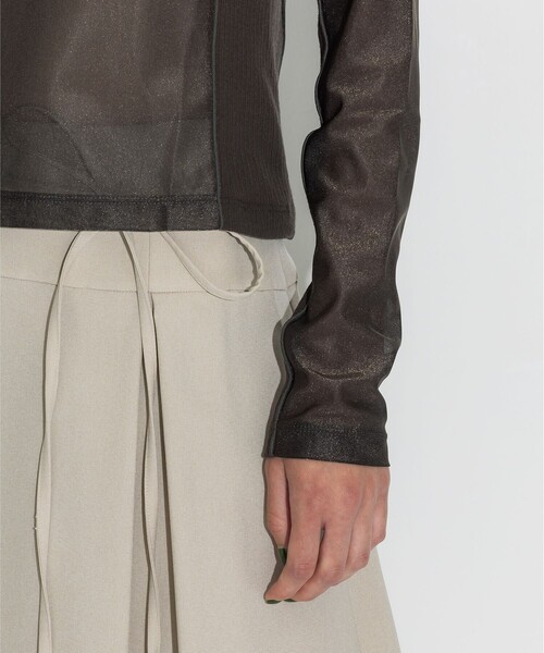 STUDIOUS（ステュディオス）の「【STUDIOUS/ステュディオス】《モードに-5㎏見え》リブパネルシアートップス/ストレッチ/ノンストレス（Tシャツ/カットソー・レディース・ブラック系その他/ブラック/ネイビー/ライトグレー・FREE）」の15枚目の写真