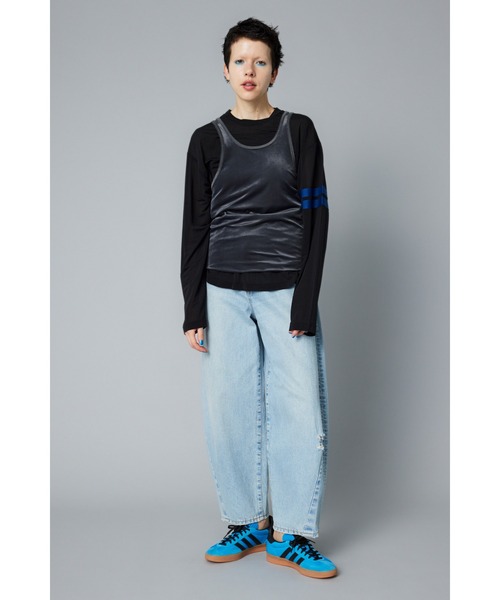 HeRIN.CYE（ヘリンドットサイ）の「Velour tank top　　ベロアタンクトップ（タンクトップ・レディース・オレンジ/ネイビー/ライトグリーン/グレー・FREE）」の5枚目の写真