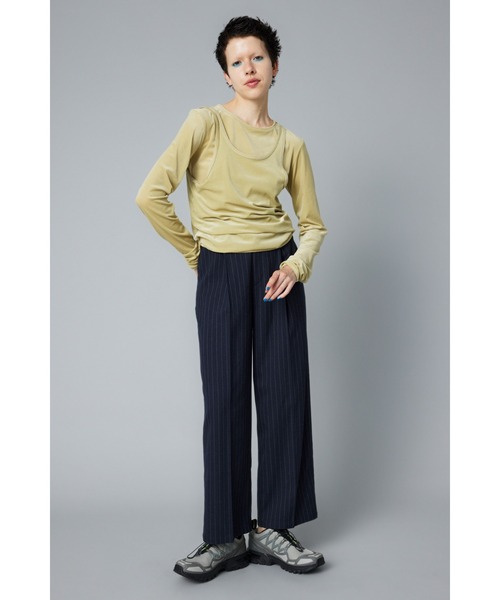 HeRIN.CYE（ヘリンドットサイ）の「Velour tank top　　ベロアタンクトップ（タンクトップ・レディース・オレンジ/ネイビー/ライトグリーン/グレー・FREE）」の8枚目の写真