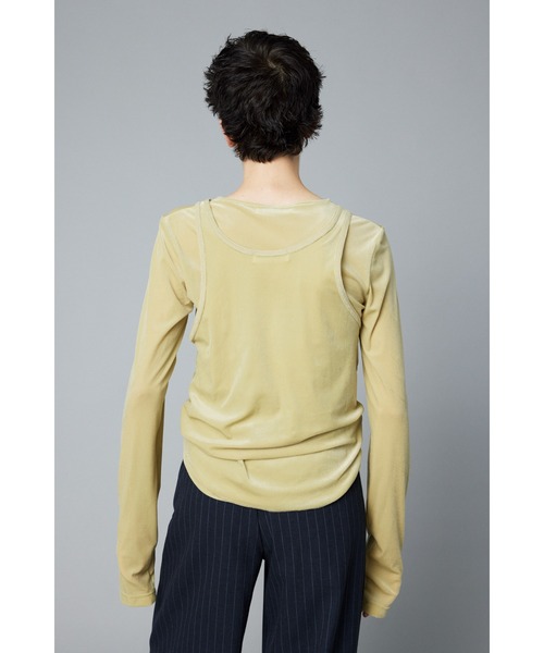 HeRIN.CYE（ヘリンドットサイ）の「Velour tank top　　ベロアタンクトップ（タンクトップ・レディース・オレンジ/ネイビー/ライトグリーン/グレー・FREE）」の10枚目の写真