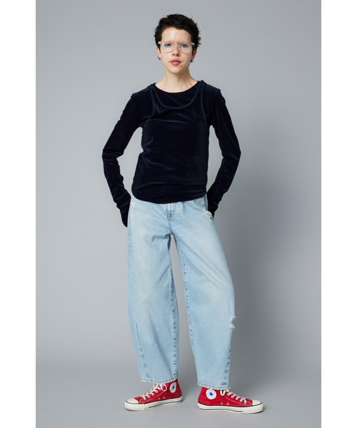 HeRIN.CYE（ヘリンドットサイ）の「Velour tank top　　ベロアタンクトップ（タンクトップ・レディース・オレンジ/ネイビー/ライトグリーン/グレー・FREE）」の11枚目の写真