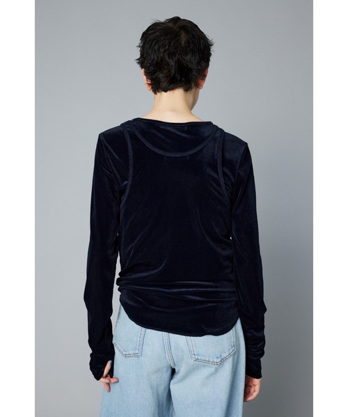 HeRIN.CYE（ヘリンドットサイ）の「Velour tank top　　ベロアタンクトップ（タンクトップ・レディース・オレンジ/ネイビー/ライトグリーン/グレー・FREE）」の13枚目の写真