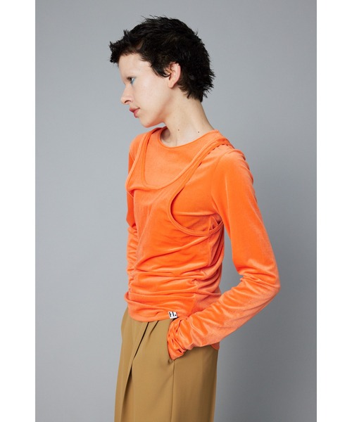 HeRIN.CYE（ヘリンドットサイ）の「Velour tank top　　ベロアタンクトップ（タンクトップ・レディース・オレンジ/ネイビー/ライトグリーン/グレー・FREE）」の14枚目の写真