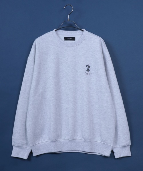ANPAS（アンパス）の「ANPAS Fleece Lining Flower Embroidery Oversized SweatShirt/ANPAS 別注 裏起毛 花柄 フラワー ワンポイント刺繍 オーバーサイズ スウェット トップス トレーナー メンズ（スウェット・メンズ・ブラック系その他/ホワイト系その他2/ブラック系その他3/グレー系その他/ブラック系その他2/グレー系その他2/グレー系その他3/ホワイト系その他/ホワイト系その他3・M/L/LL）」の14枚目の写真