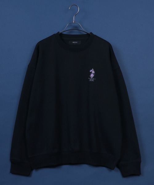 ANPAS（アンパス）の「ANPAS Fleece Lining Flower Embroidery Oversized SweatShirt/ANPAS 別注 裏起毛 花柄 フラワー ワンポイント刺繍 オーバーサイズ スウェット トップス トレーナー メンズ（スウェット・メンズ・ブラック系その他/ホワイト系その他2/ブラック系その他3/グレー系その他/ブラック系その他2/グレー系その他2/グレー系その他3/ホワイト系その他/ホワイト系その他3・M/L/LL）」の12枚目の写真
