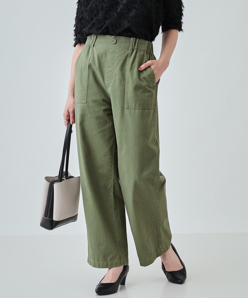 SHOO・LA・RUE（シューラルー）の「【洗える】程よいワイドシルエットですっきりと コットンベイカーパンツ（その他パンツ・レディース・オフホワイト/カーキ/ベージュ・02/03/04）」の3枚目の写真