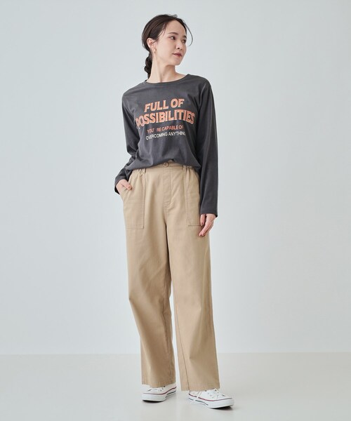 SHOO・LA・RUE（シューラルー）の「【洗える】程よいワイドシルエットですっきりと コットンベイカーパンツ（その他パンツ・レディース・オフホワイト/カーキ/ベージュ・02/03/04）」の11枚目の写真