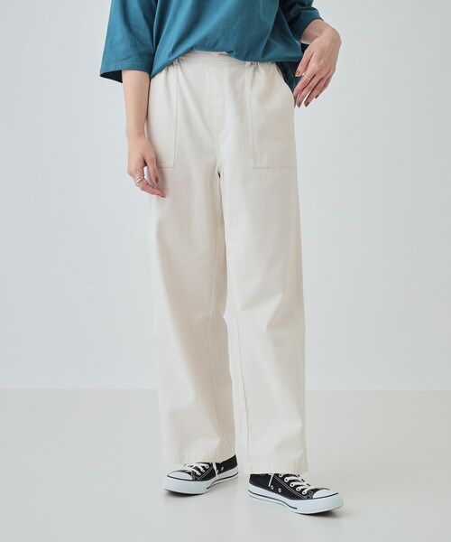 SHOO・LA・RUE（シューラルー）の「【洗える】程よいワイドシルエットですっきりと コットンベイカーパンツ（その他パンツ・レディース・オフホワイト/カーキ/ベージュ・02/03/04）」の13枚目の写真