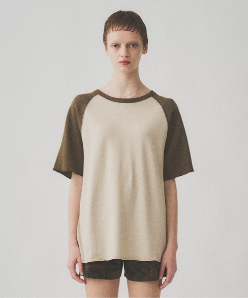 Juha(ユハ)の「RAGLAN SLEEVE THERMAL SS(Tシャツ/カットソー・メンズ・ベージュ/ホワイト×ブラック/チャコールグレー×ブラック・4/3)」の1枚目の写真
