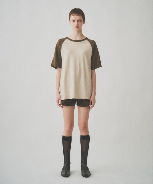 Juha(ユハ)の「RAGLAN SLEEVE THERMAL SS(Tシャツ/カットソー・メンズ・ベージュ/ホワイト×ブラック/チャコールグレー×ブラック・4/3)」の8枚目の写真