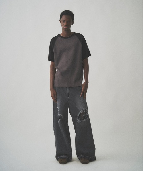 Juha(ユハ)の「RAGLAN SLEEVE THERMAL SS(Tシャツ/カットソー・メンズ・ベージュ/ホワイト×ブラック/チャコールグレー×ブラック・4/3)」の11枚目の写真