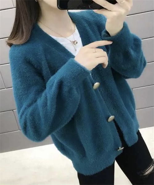 FREE STYLISTS(フリー スタイリスト)の「Vネックニットカーディガン(カーディガン/ボレロ・レディース・ベージュ/ホワイト/ピンク/オリーブ/ブルーグリーン・FREE)」の4枚目の写真