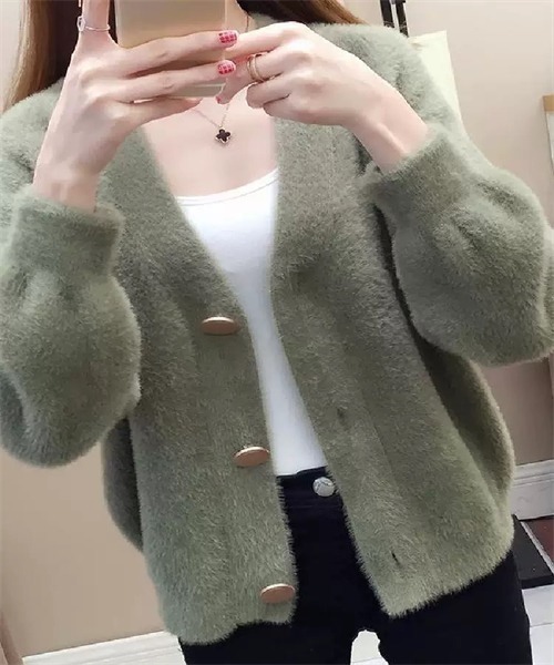 FREE STYLISTS(フリー スタイリスト)の「Vネックニットカーディガン(カーディガン/ボレロ・レディース・ベージュ/ホワイト/ピンク/オリーブ/ブルーグリーン・FREE)」の11枚目の写真