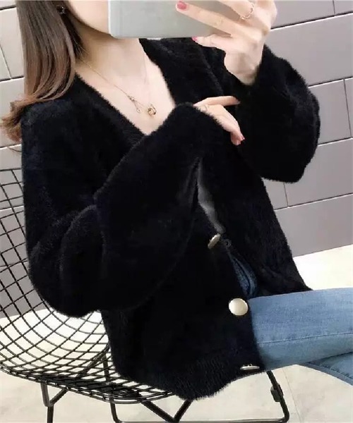 FREE STYLISTS(フリー スタイリスト)の「Vネックニットカーディガン(カーディガン/ボレロ・レディース・ベージュ/ホワイト/ピンク/オリーブ/ブルーグリーン・FREE)」の17枚目の写真