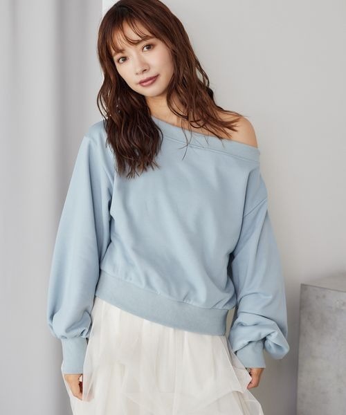 mysty woman（ミスティウーマン）の「【スタッフプロデュース/WEB限定】あんず企画・ワンショルスウェットプルオーバー　149815（スウェット・レディース・ブラック/ライトブルー/ライトグレー・FREE）」の11枚目の写真