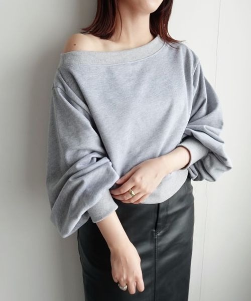 mysty woman（ミスティウーマン）の「【スタッフプロデュース/WEB限定】あんず企画・ワンショルスウェットプルオーバー　149815（スウェット・レディース・ブラック/ライトブルー/ライトグレー・FREE）」の12枚目の写真