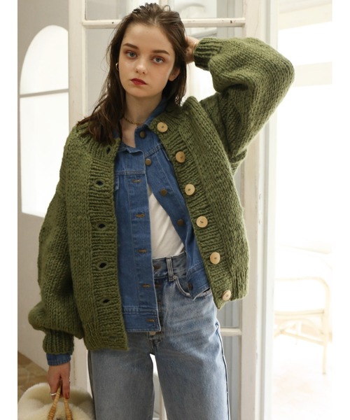 Katrin TOKYO(カトリーントーキョー)の「handmade knit cardigan(ニット/セーター・レディース・オレンジ/ブルー系その他/グリーン系その他/アイボリー・XS/FREE)」の3枚目の写真