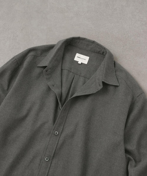 EMMA CLOTHES(エマクローズ)の「ビエラ起毛ルーズスリーブワイドシャツ(シャツ/ブラウス・メンズ・オフホワイト/ナチュラル/ブラウン系/ダークグレー/ブラック系・L/M)」の20枚目の写真