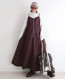 CORNERS by yui | 【CORNERS by yui】ナイロンドロストZIPキャミワンピース(ワンピース)