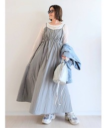 CORNERS by yui | 【CORNERS by yui】ナイロンドロストZIPキャミワンピース(ワンピース)