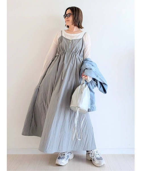 CORNERS by yui】ナイロンドロストZIPキャミワンピース