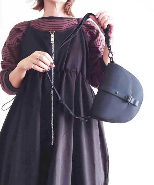 CORNERS by yui（コーナーズバイユイ）の「【CORNERS by yui】ナイロンドロストZIPキャミワンピース（ワンピース・レディース・ブラック/グレー/ブラウン/カーキ/ホワイト・M）」の7枚目の写真