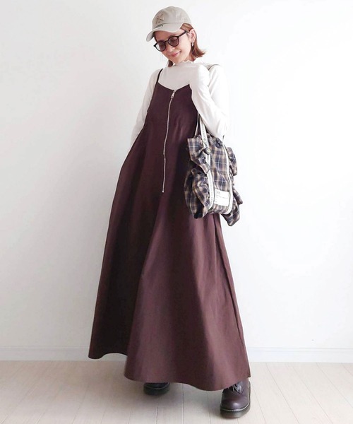 CORNERS by yui（コーナーズバイユイ）の「【CORNERS by yui】ナイロンドロストZIPキャミワンピース（ワンピース・レディース・ブラック/グレー/ブラウン/カーキ/ホワイト・M）」の20枚目の写真